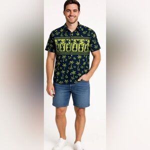 Ocean Pacific Men’s Hawaiian Button Up Shirt Hula Dancers Beach Surfer Large